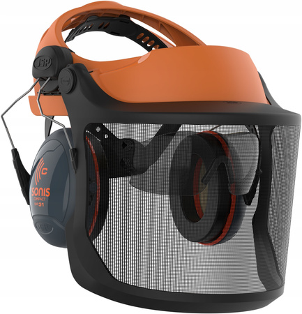 Osłona twarzy z nausznikami i okularami JSP FORESTRY PB Przyłbica siatka