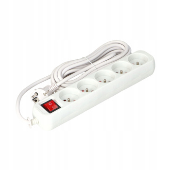 Przedłużacz listwowy Faster Tools 6 m 5 szt. gniazd biały