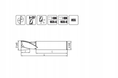 Frez palcowy, trzpieniowy, walcowy Fenes 0641-552-100-285