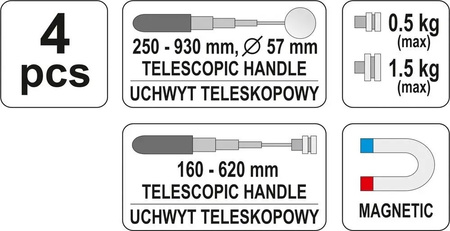YATO Zestaw inspekcyjny lusterko + chwytak YT-0662