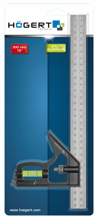 Kątownik stolarski z poziomicą Hogert Technik HT4M217 300mm 30cm