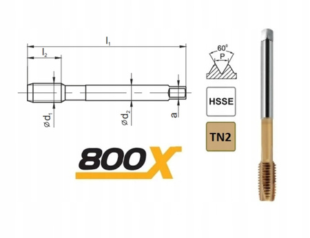 FANAR Gwintownik 800X prosty M12-6H DIN-376 B hsse TN