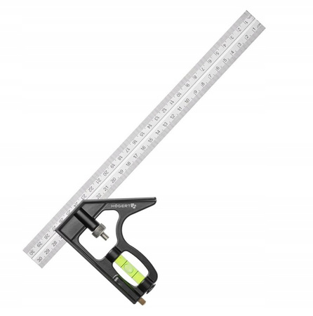 Kątownik stolarski z poziomicą Hogert Technik HT4M217 300mm 30cm