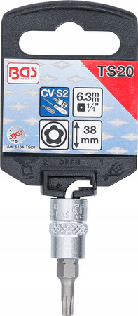 Nasadka 1/4", Torx Plus 5-kątny z otworem TS20 x 38 mm