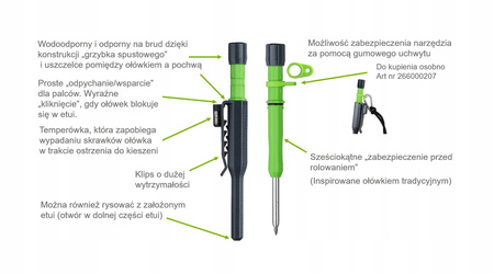 Marker znacznik ołówek automatyczny stolarski budowlany Luna z temperówką