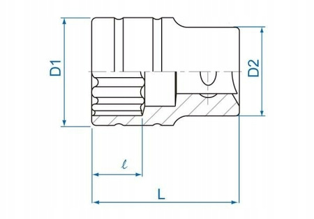 NASADKA KRÓTKA 1/2" 36mm x 46mm 12-kąt. Cr-v King Tony