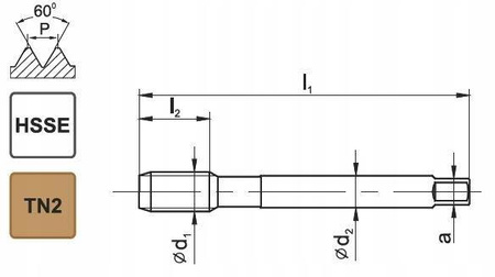 Gwintownik ręczny Fanar DIN-376C R40 HSSE TIN 800X M12