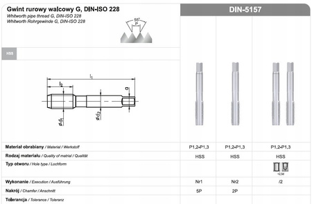 Fanar Gwintownik ręczny G1/8 HSS DIN5157