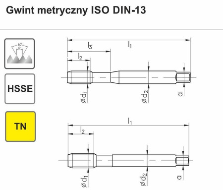 Gwintownik 800X M3 prosty 6H DIN-371 B hsse TN
