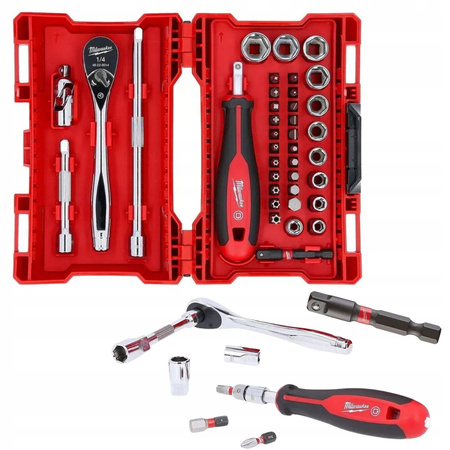 ZESTAW NASADEK 1/4 GRZECHOTKA I BITY MILWAUKEE 38ELEMENTÓW