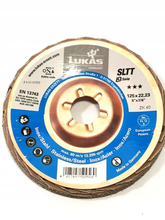 Tarcza listkowa SLTT ø125mm P40 Lukas Erzett Wysoka wydajność i żywotność