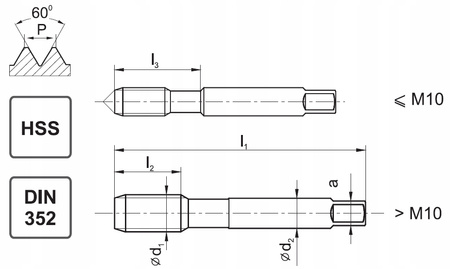 Gwintownik ręczny M12 NGMM/2 DIN-352/2 HSS Fanar