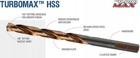 IRWIN Wiertło 3,5mm HSS spiralne 1szt. TURBOMAX