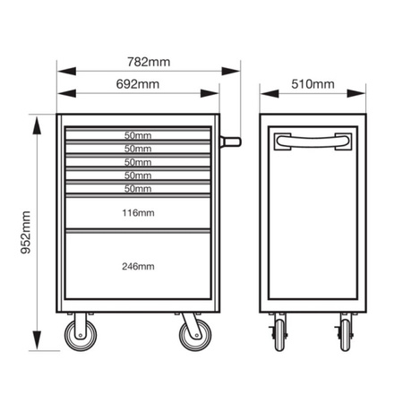Wózek warsztatowy 7 szuflad ORANGE BAHCO 1472K7