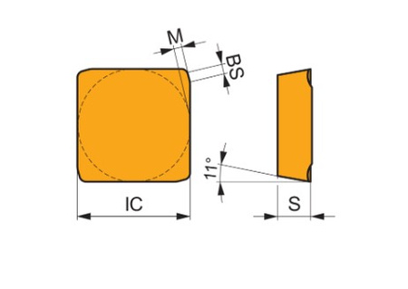 Jednostron. płytka frezarska SPKR 1203 z łamaczem wióra, kwadratowy do maks. gł. skrawania 9,0mm, z tolerancji op.10szt Dormer Pramet SPKR 1203EDSR:M8330