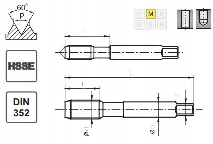 Gwintownik ręczny inox M16 DIN-352/3-P hsse