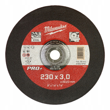 Tarcza tnąca do stali Milwaukee Pro + 4932451498 230x3,0x22,2 mm