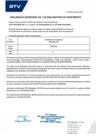 Kamizelka odblaskowa Hogert Technik unisex XXL HT5K231-2XL