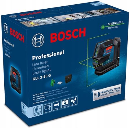 Bosch GLL 2-15 G - Zielony Laser Krzyżowy Liniowy 0 601 063 W00