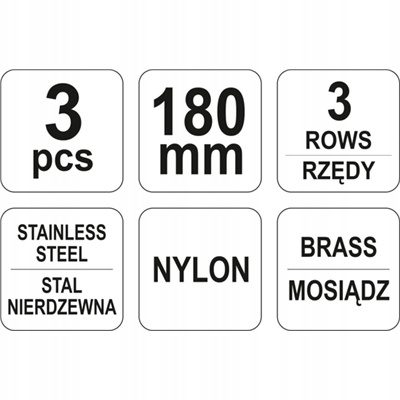 Zestaw szczotek drucianych mosiądz stal nylon Yato YT-6351 szczotki