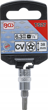 Nasadka 1/4", Torx Plus 5-kątny z otworem TS27 x 38 mm BGS Technic