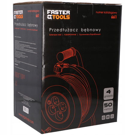 Przedłużacz bębnowy Faster Tools 50 m 4 szt. gniazd