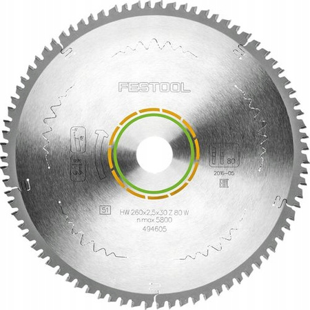 Festool Tarcza pilarska HW 260x2,5x30 W80 WOOD FINE CUT