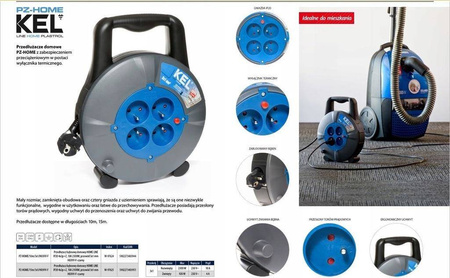 Przedłużacz bębnowy domowy 10m 3x1mm KEL
