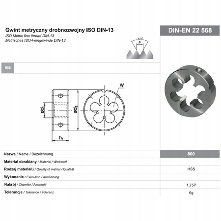 Narzynka drobnozwojna HSS 800 M20x2 FANAR