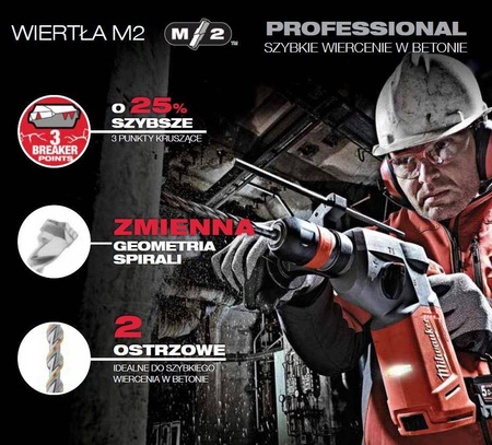 MILWAUKEE WIERTŁO SDS+ 2-OSTRZOWE M2 Ø 5.5x250x310