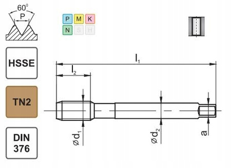 Gwintownik 800X prosty M16-6H DIN-376 B hsse TN