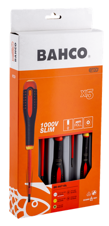 Zestaw 5 szt. wkrętaków izolowanych do śrub płaskich, Philips i TORX, SLIM VDE ERGO, Bahco [BE-9871SL]