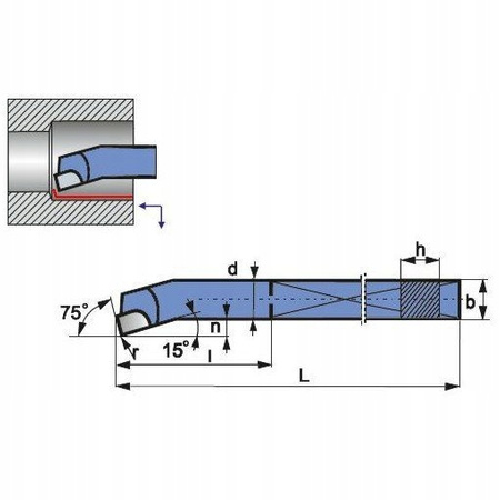 Nóż Tokarski Wytaczak ISO 8 2525 M20 NNWa Pafana