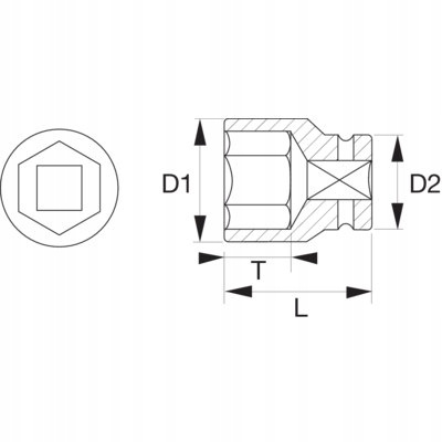 Nasadka udarowa 3/8" 6-kątna 14 mm BAHCO