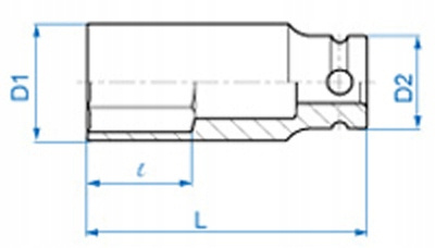 NASADKA DŁUGA UDAROWA 1/2'' 17mm x 80mm, 6-kąt