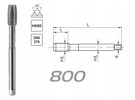 Gwintownik maszynowy 7/8-9 DIN-376 HSSE 800 B/4-5P