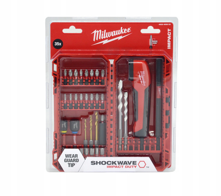 MILWAUKEE ZESTAW BITY UDAROWE NASADKI WIERTŁA PRZYSTAWKA 35 ELEMENTÓW