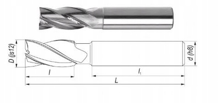 Frez palcowy, walcowo-czołowy, walcowy Fenes średnica 4 mm HSS