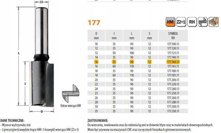 Frez trzpieniowy CMT 177.160.11 12mm