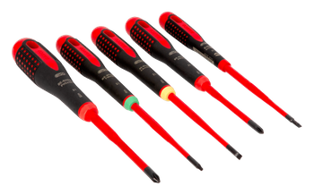 Zestaw 5 szt. wkrętaków izolowanych do śrub płaskich, Philips i TORX, SLIM VDE ERGO, Bahco [BE-9871SL]