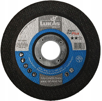 TARCZA DO STALI NIERDZEWNEJ NIERDZEWKA INOX 125X1 LUKAS RAZOR 1szt METALU