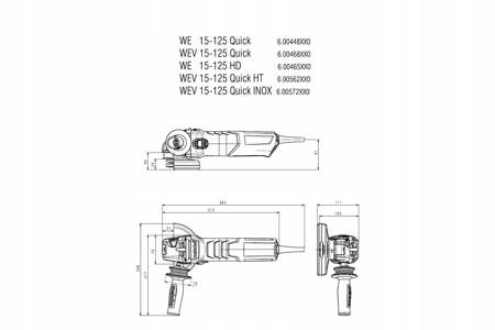 Szlifierka Kątowa WEV 15-125 Quick HT 1550W Metabo